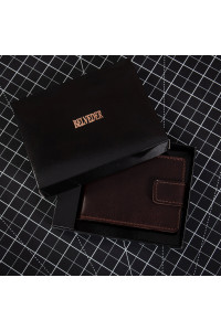 Czekoladowy Brąz Mały Portfel z Klipsem na Banknoty Karty Belveder BW48 