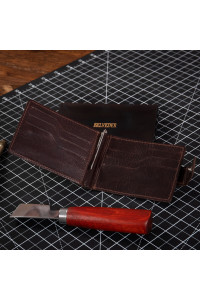 Czekoladowy Brąz Mały Portfel z Klipsem na Banknoty Karty Belveder BW48 