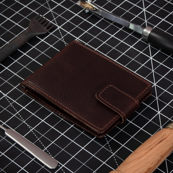Czekoladowy Brąz Mały Portfel z Klipsem na Banknoty Karty Belveder BW48 