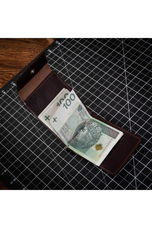 Brązowy Mały Portfel i Portmonetka z Klipsem na Banknoty Belveder BW68 