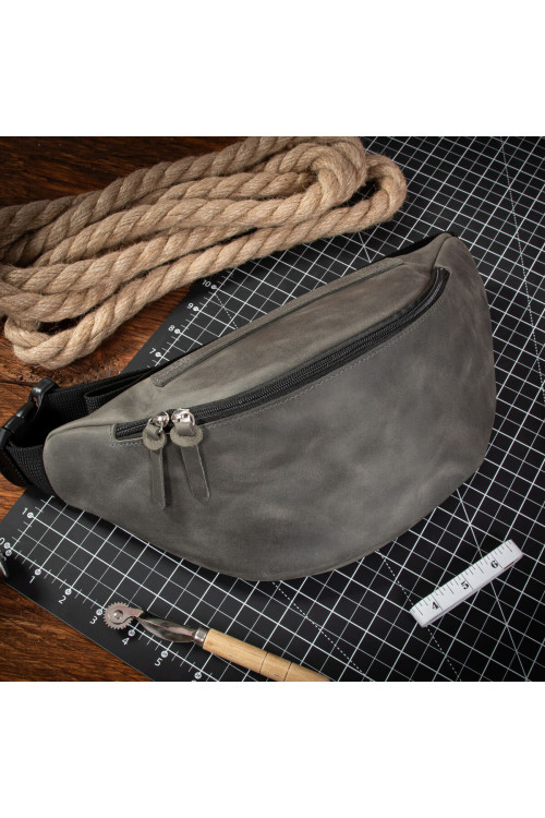 Szara Nerka Skórzana Vintage Męska Duża XL Belveder NX19 