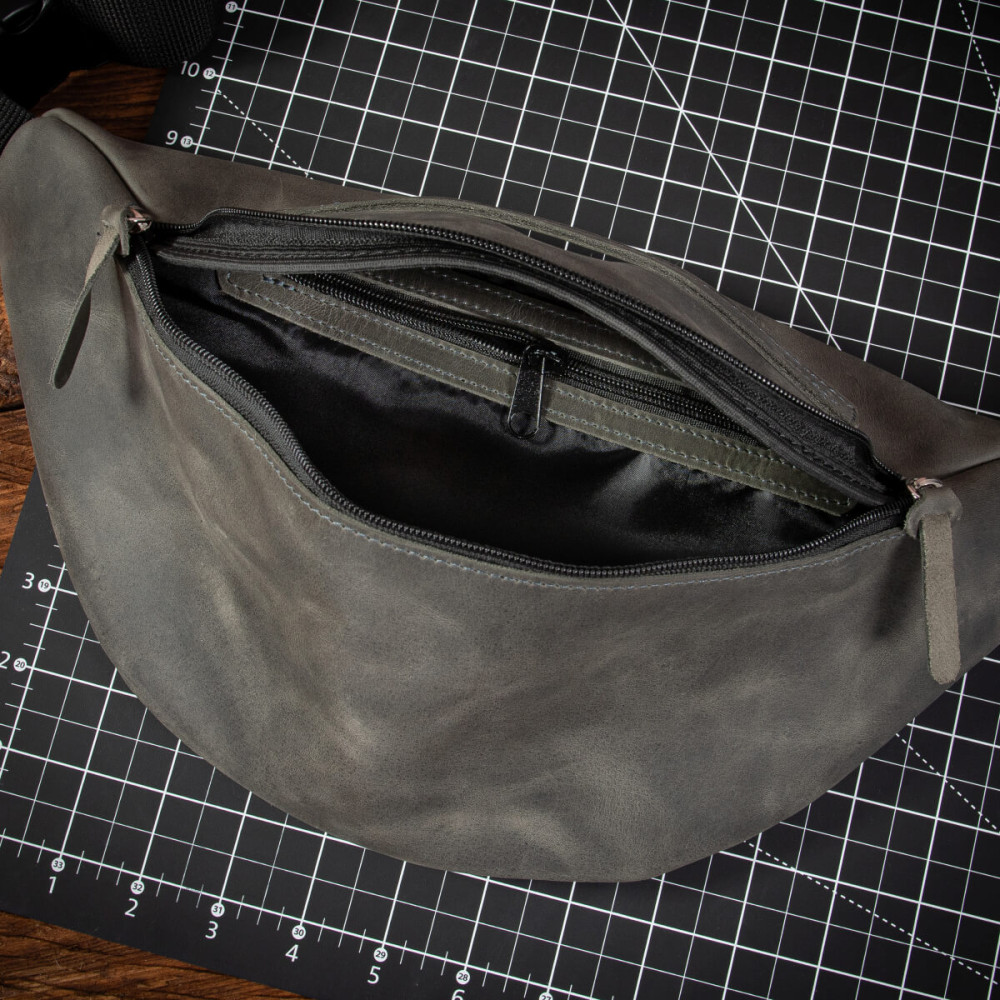 Szara Nerka Skórzana Vintage Męska Duża XL Belveder NX19 