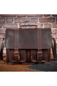 Ciemny Brąz Torba do Pracy Skóra Juchtowa Vintage Belveder BR51 
