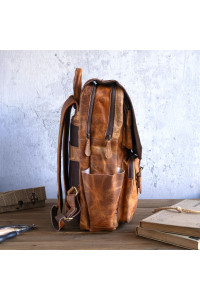 Jasnobrązowy Plecak Tornister Skóra Naturalna na Laptopa 15" Belveder BL058 