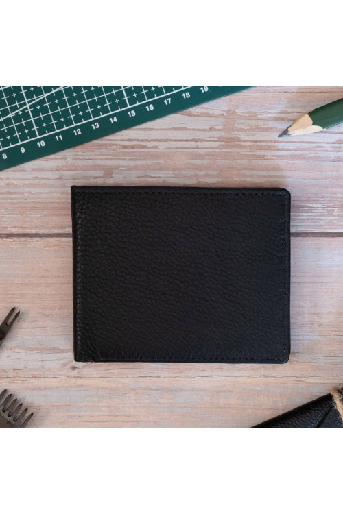 Czarny Minimalistyczny Portfel Męski Slim Wallet Skóra Licowa SH-3165 