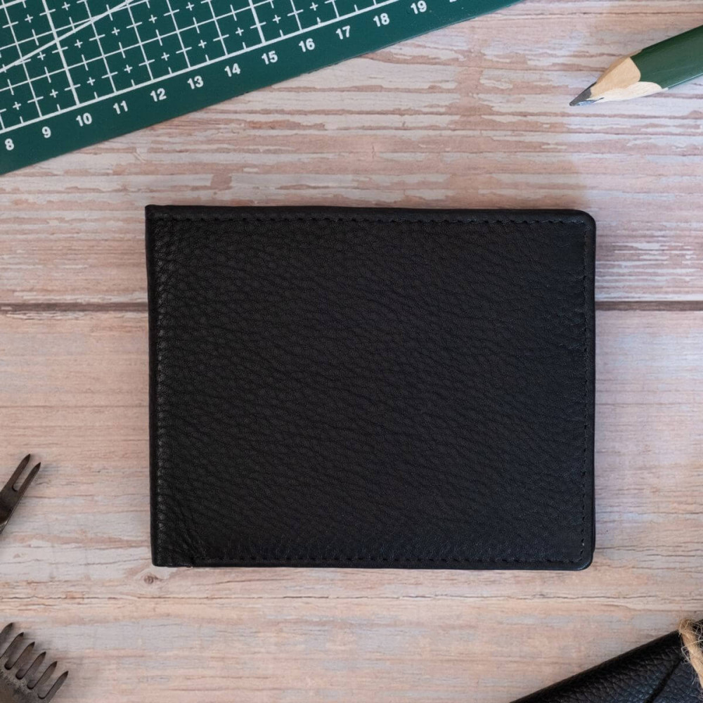 Czarny Minimalistyczny Portfel Męski Slim Wallet Skóra Licowa SH-3165  Czarny Minimalistyczny Portfel Męski Slim Wallet Skóra Licowa SH-3165