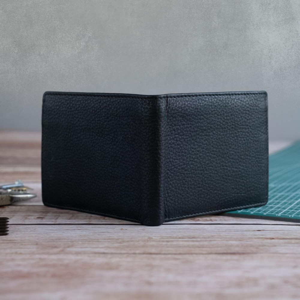 Czarny Minimalistyczny Portfel Męski Slim Wallet Skóra Licowa SH-3165  Czarny Minimalistyczny Portfel Męski Slim Wallet Skóra Licowa SH-3165