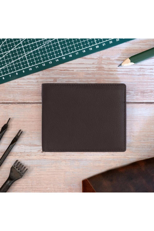 Brązowy Minimalistyczny Portfel Męski Slim Wallet Skóra Licowa SH-3165 