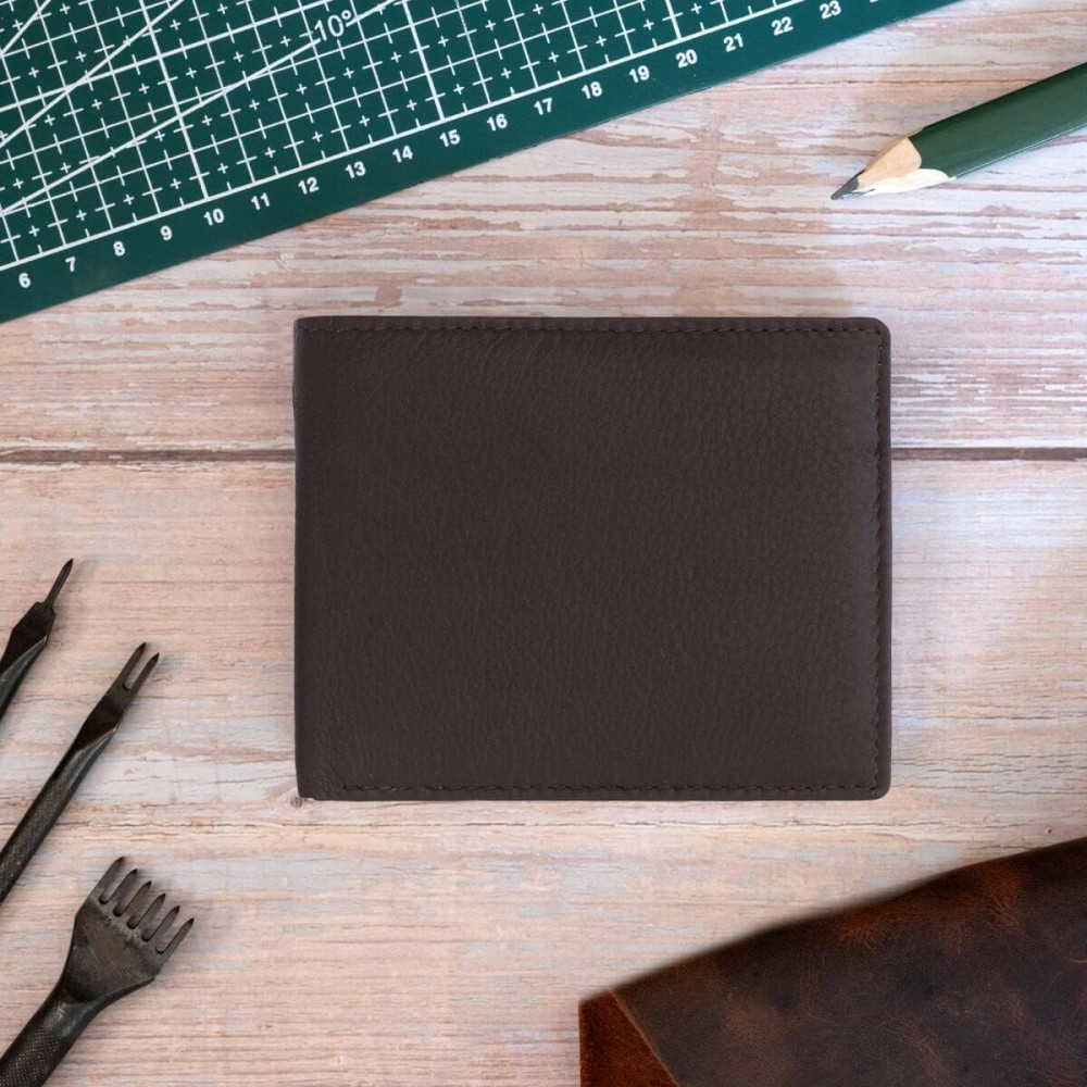 Brązowy Minimalistyczny Portfel Męski Slim Wallet Skóra Licowa SH-3165 