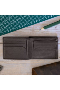 Brązowy Minimalistyczny Portfel Męski Slim Wallet Skóra Licowa SH-3165 