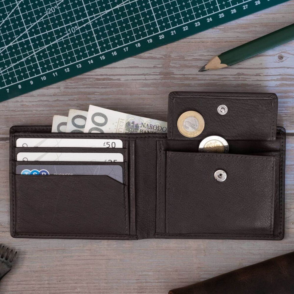 Brązowy Minimalistyczny Portfel Męski Slim Wallet Skóra Licowa SH-3165 