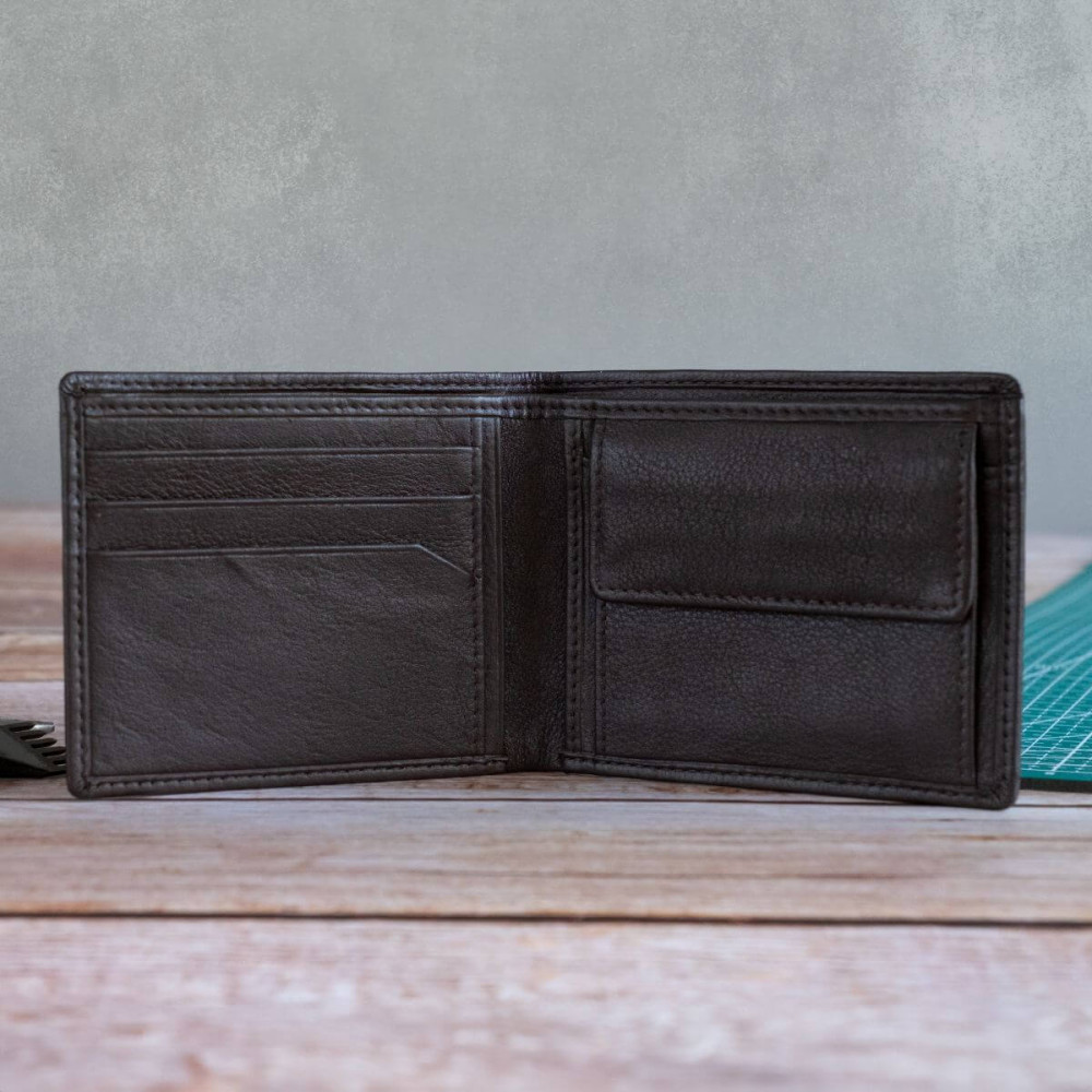 Brązowy Minimalistyczny Portfel Męski Slim Wallet Skóra Licowa SH-3165 