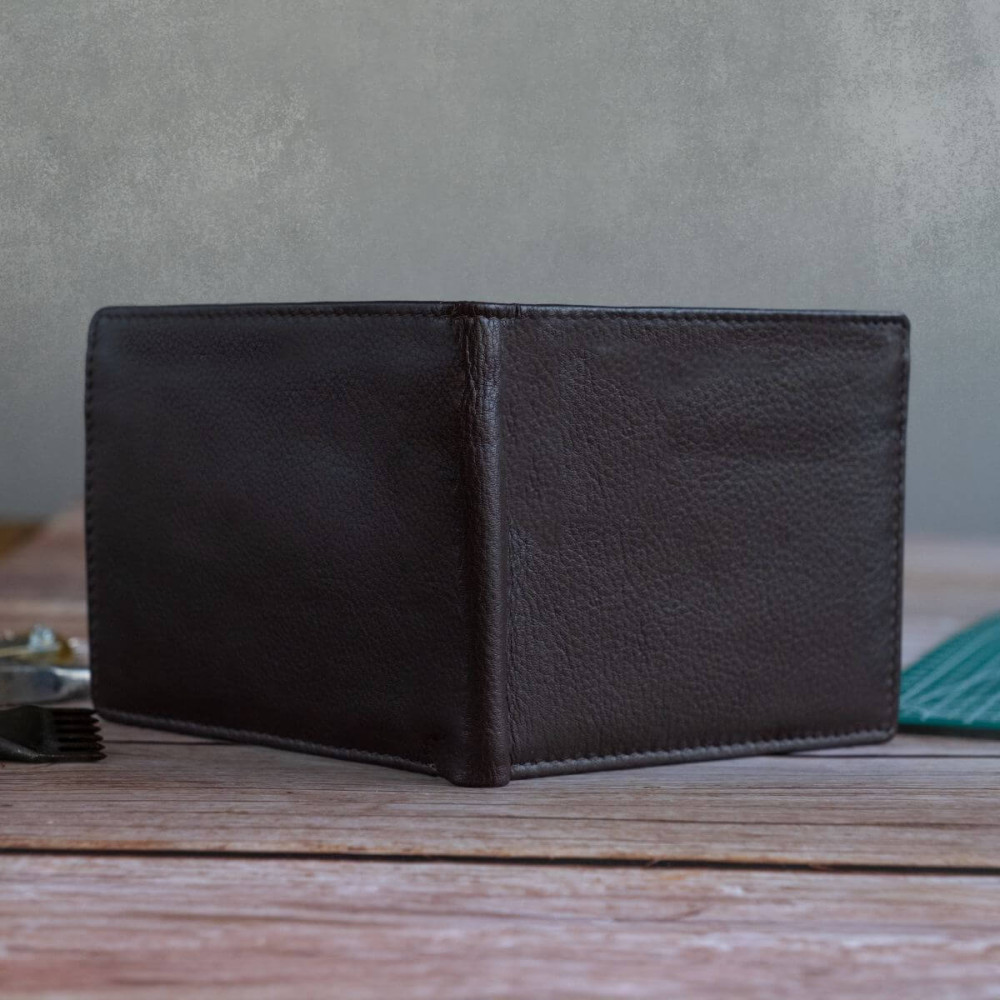 Brązowy Minimalistyczny Portfel Męski Slim Wallet Skóra Licowa SH-3165 