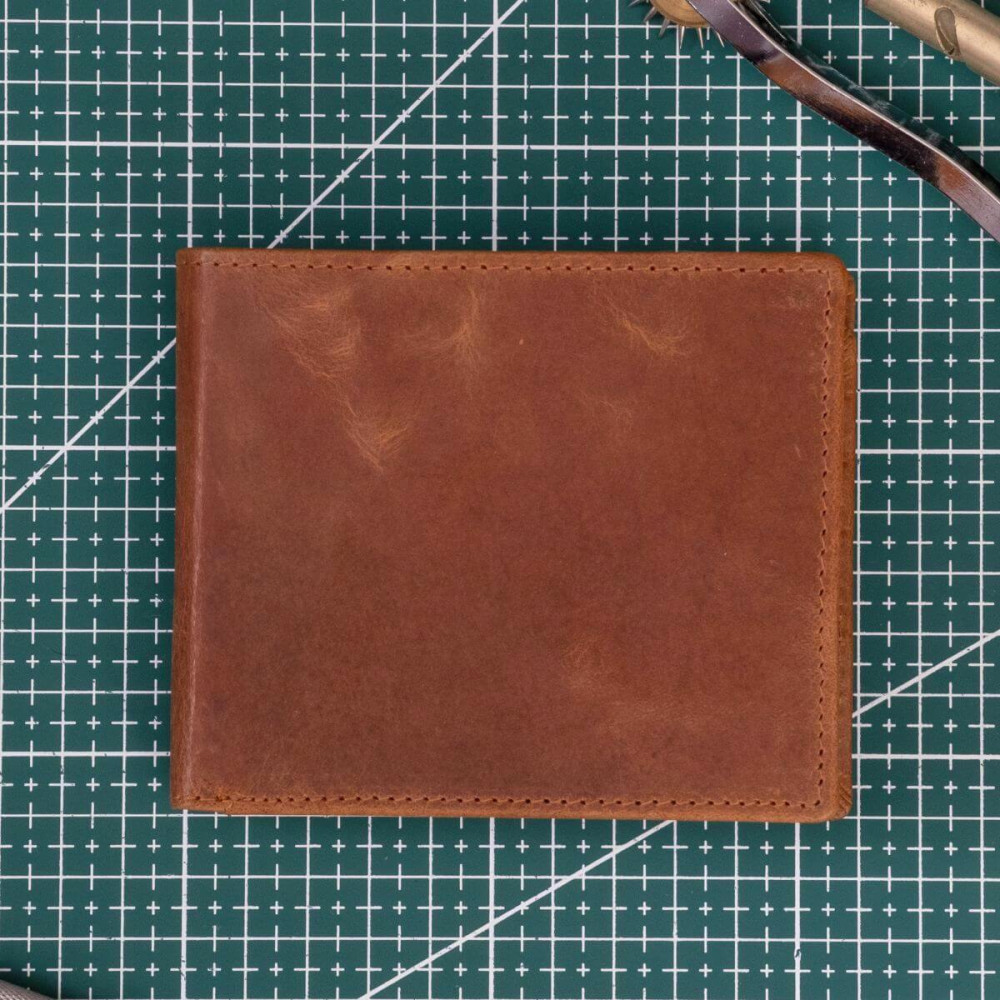 Karmelowy Duży Portfel Męski Vintage na Karty Skóra Licowa SH-W9016 