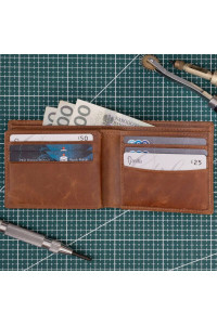 Karmelowy Duży Portfel Męski Vintage na Karty Skóra Licowa SH-W9016 