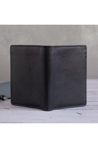 Czarny Minimalistyczny Portfel Męski Rozkładany Skóra Licowa SH-179 