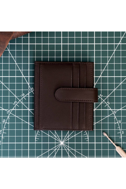 Brązowe Duże Etui na Karty Kredytowe Skóra Licowa Belveder SH-12 