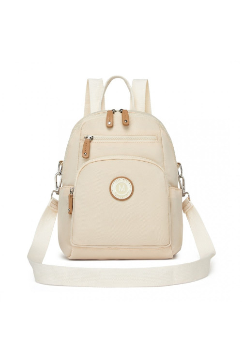 Jasnobeżowy mały Elegancki Plecak i Torebka damska 2w1z materiału Bonino 