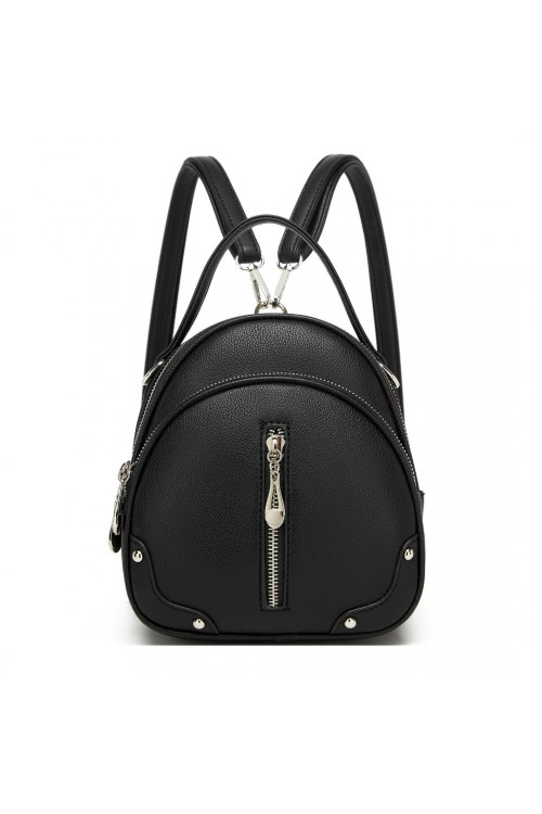 Czarny mały Elegancki Plecak i Torebka 2w1 ze srebrnymi dodatkami Marella 