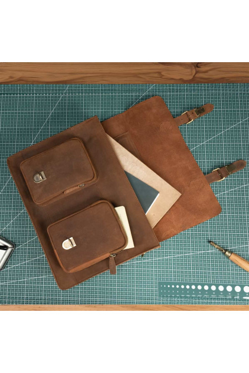 Brązowa Torba do Pracy Męska Skórzana Vintage Belveder BL114