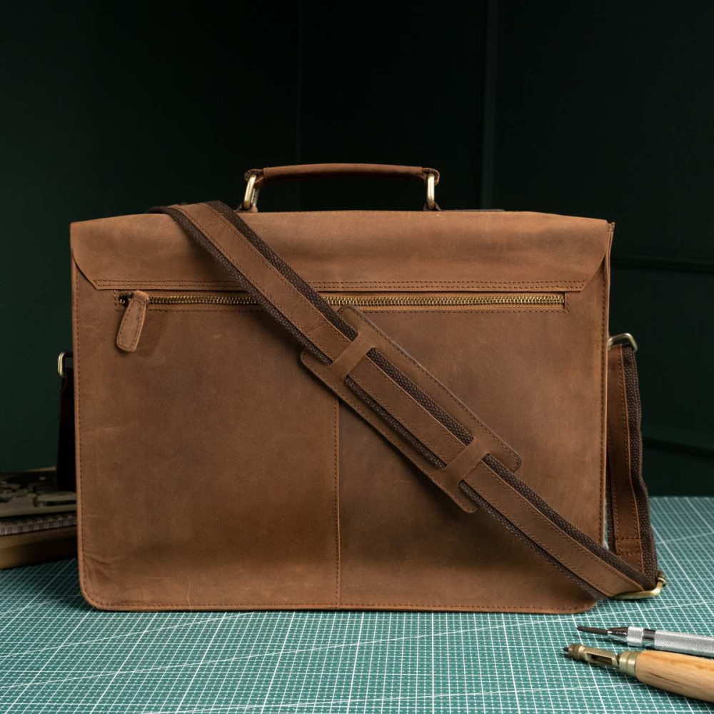 Brązowa Torba do Pracy Męska Skórzana Vintage Belveder BL114 