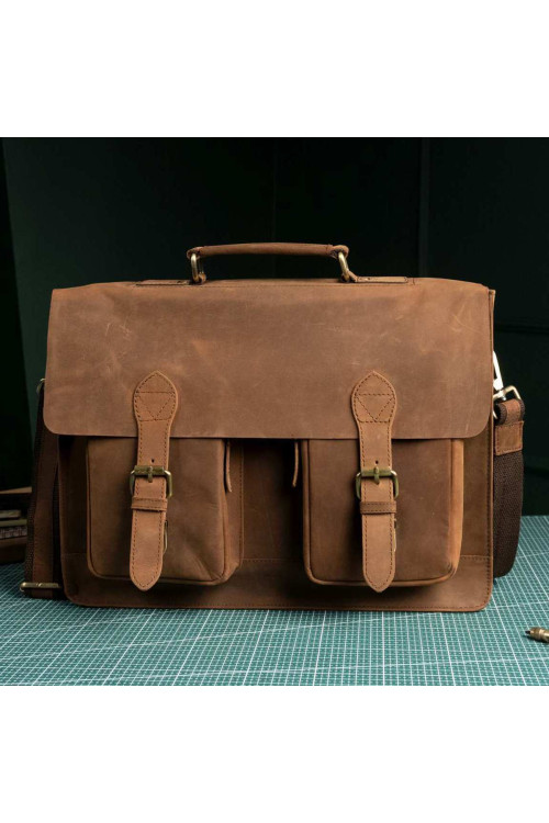 Brązowa Torba do Pracy Męska Skórzana Vintage Belveder BL114