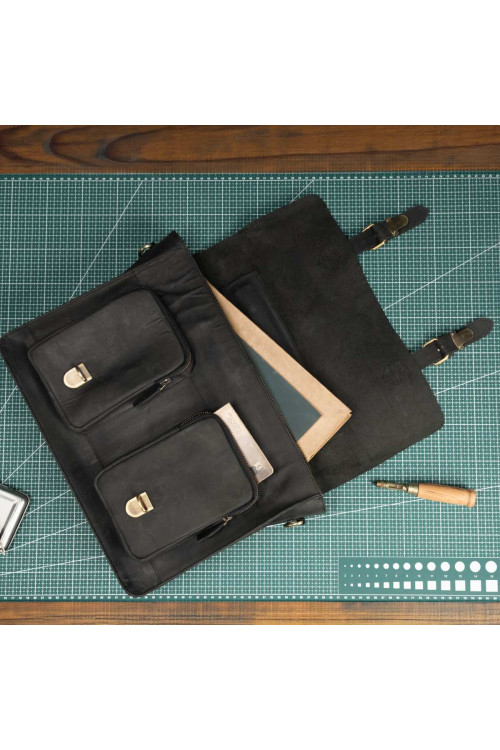 Czarna Torba do Pracy Męska Skórzana Vintage Belveder BL114