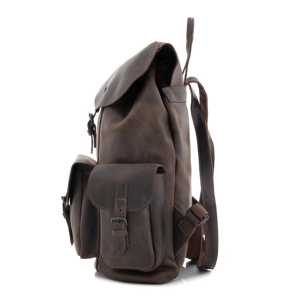 Brąz Ciemny Plecak Skórzany Męski Vintage Outlander BT33 