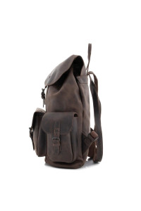 Brąz Ciemny Plecak Skórzany Męski Vintage Outlander BT33 