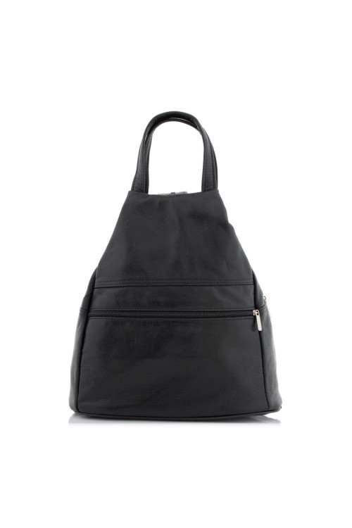 Czarny Mały Plecak i Torebka Damski Skórzany trójkątny Arima01 