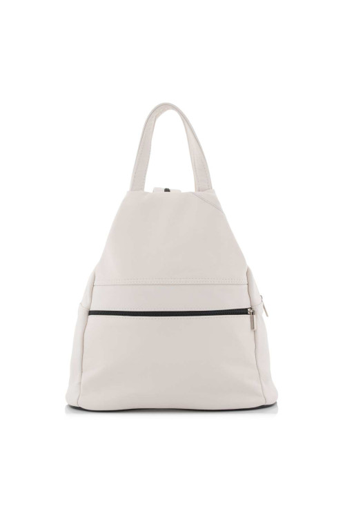 Biały Mały Plecak i Torebka Damski Skórzany trójkątny Arima01 