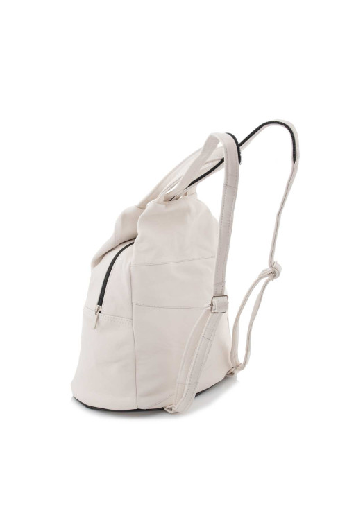 Biały Mały Plecak i Torebka Damski Skórzany trójkątny Arima01 