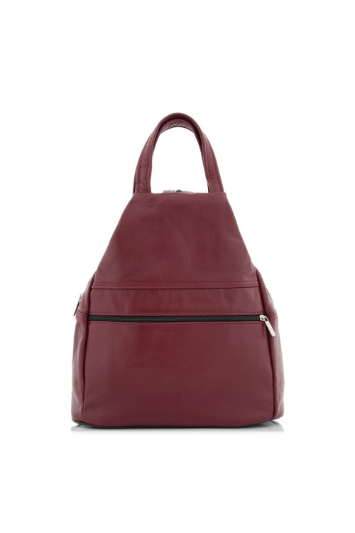 Bordowy Mały Plecak i Torebka Damski Skórzany trójkątny Arima03 