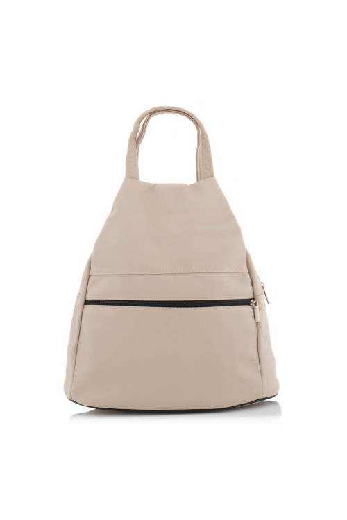 Beżowy Mały Plecak i Torebka Damski Skórzany trójkątny Arima03 