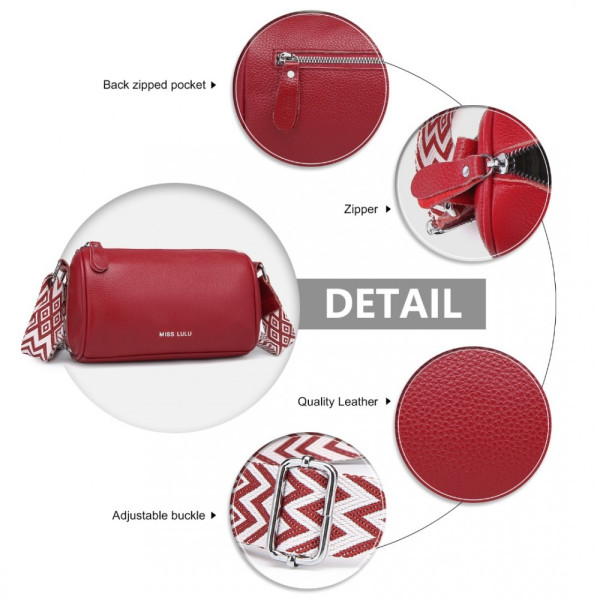 Czerwona Torebka Cylider Crossbody Owalna Skóra Naturalna Roal 