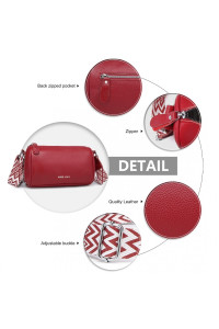 Czerwona Torebka Cylider Crossbody Owalna Skóra Naturalna Roal 