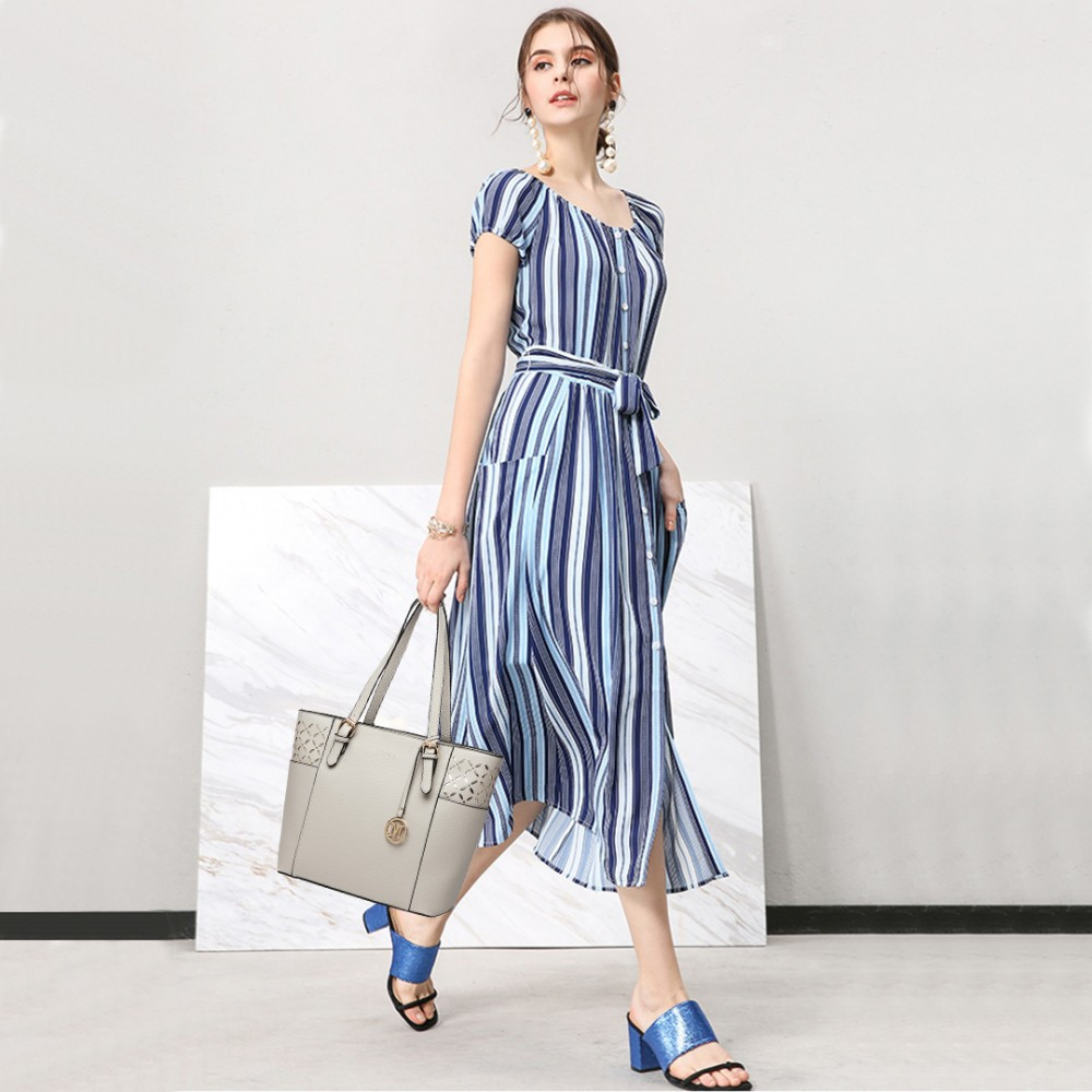 Szara Duża Elegancka Torebka Shopper Bag do Pracy Ivonne 