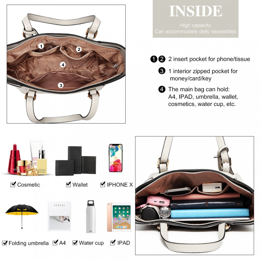 Szara Duża Elegancka Torebka Shopper Bag do Pracy Ivonne 