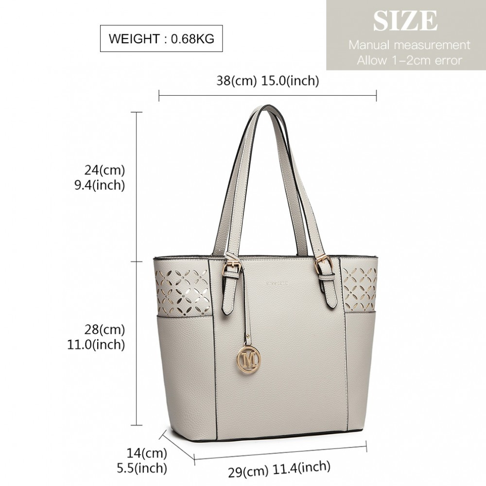 Szara Duża Elegancka Torebka Shopper Bag do Pracy Ivonne 