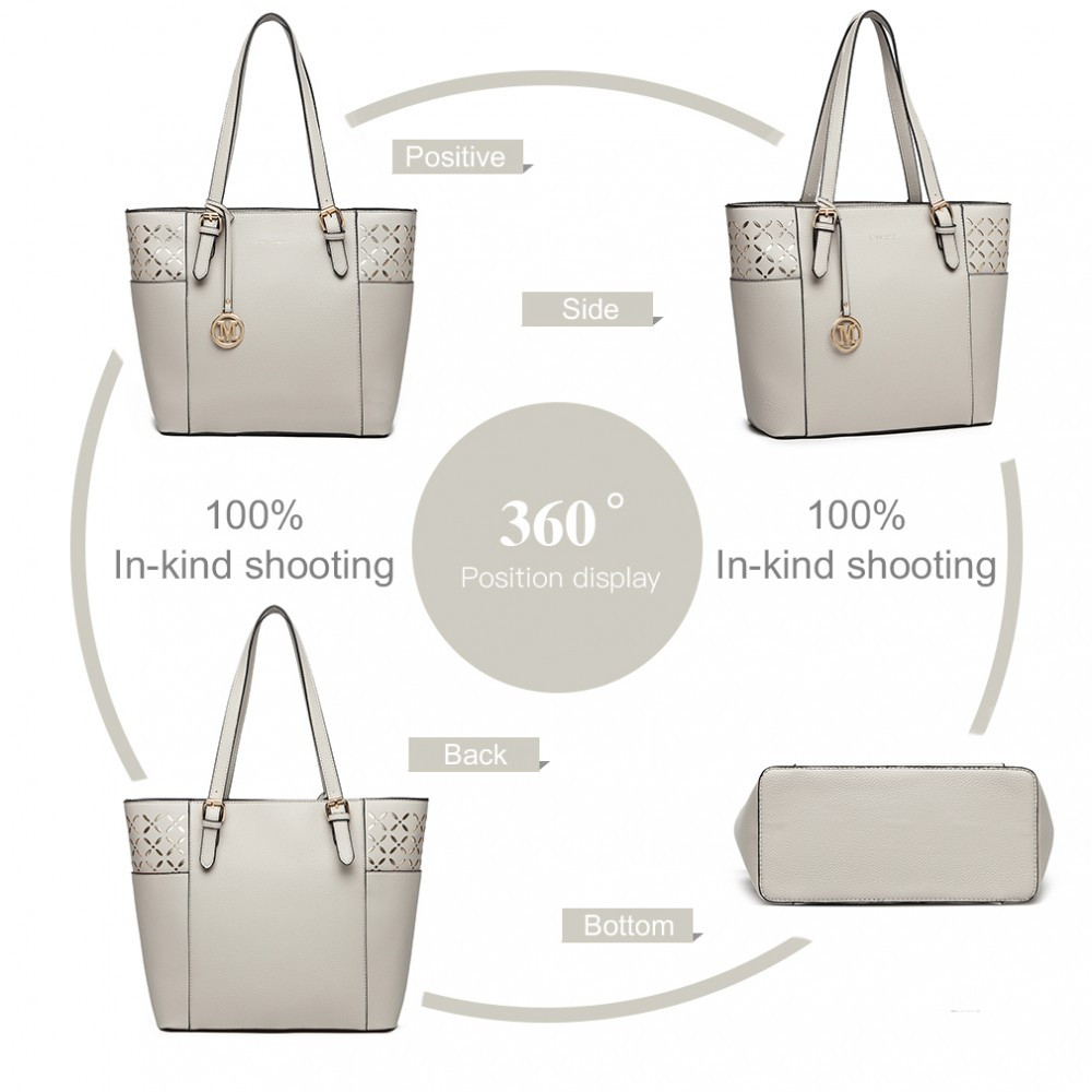 Szara Duża Elegancka Torebka Shopper Bag do Pracy Ivonne 