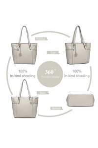Szara Duża Elegancka Torebka Shopper Bag do Pracy Ivonne 