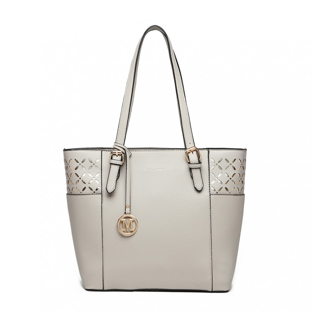 Szara Duża Elegancka Torebka Shopper Bag do Pracy Ivonne 
