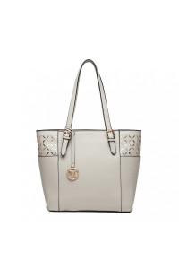 Szara Duża Elegancka Torebka Shopper Bag do Pracy Ivonne 