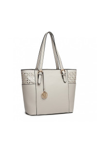 Szara Duża Elegancka Torebka Shopper Bag do Pracy Ivonne 