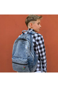 Jeansowy Marmurkowy Plecak męski Old Skool z przypinkami Black Sheep ST5 