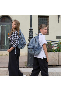 Jeansowy Marmurkowy Plecak męski Old Skool z przypinkami Black Sheep ST5 