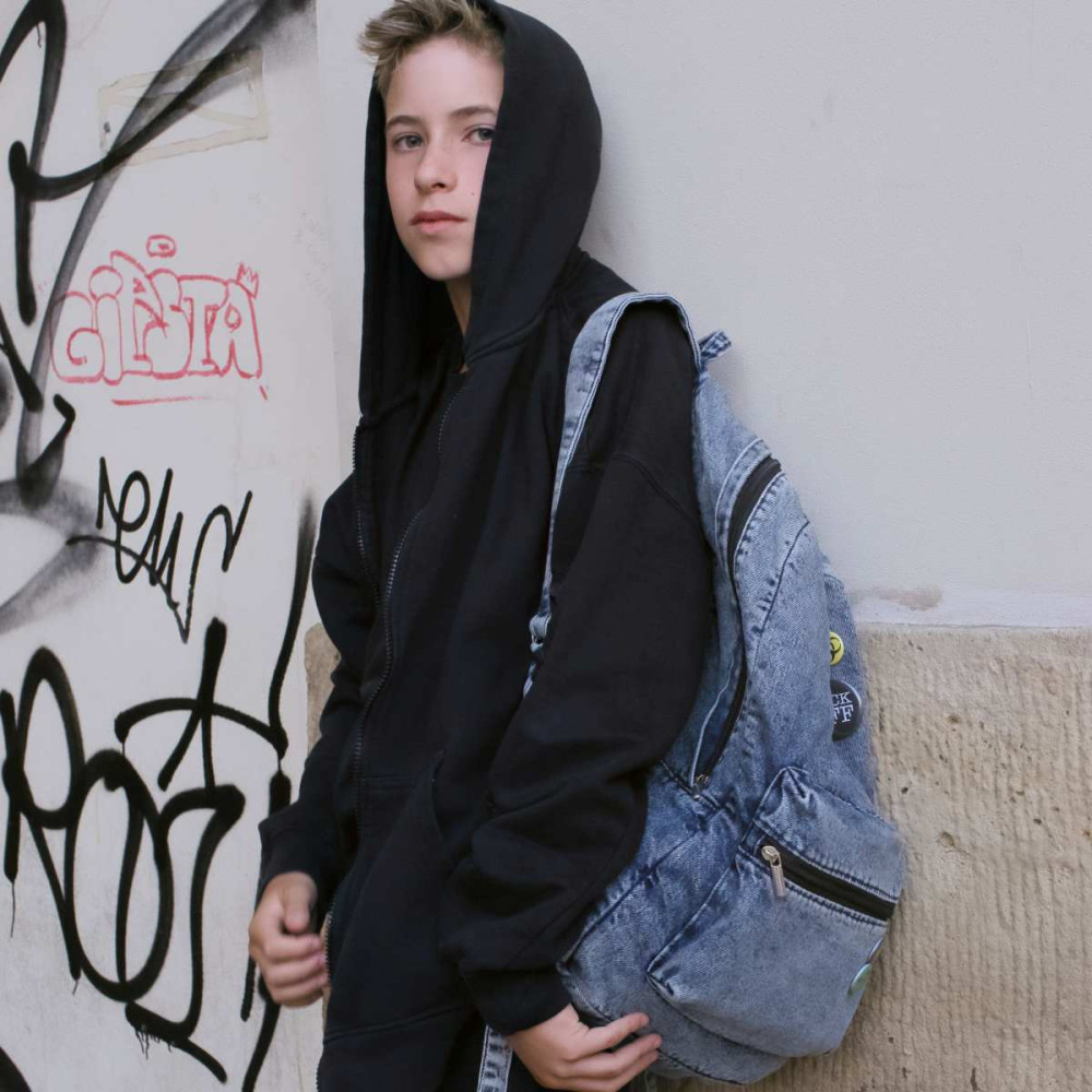 Jeansowy Marmurkowy Plecak męski Old Skool z przypinkami Black Sheep ST5 