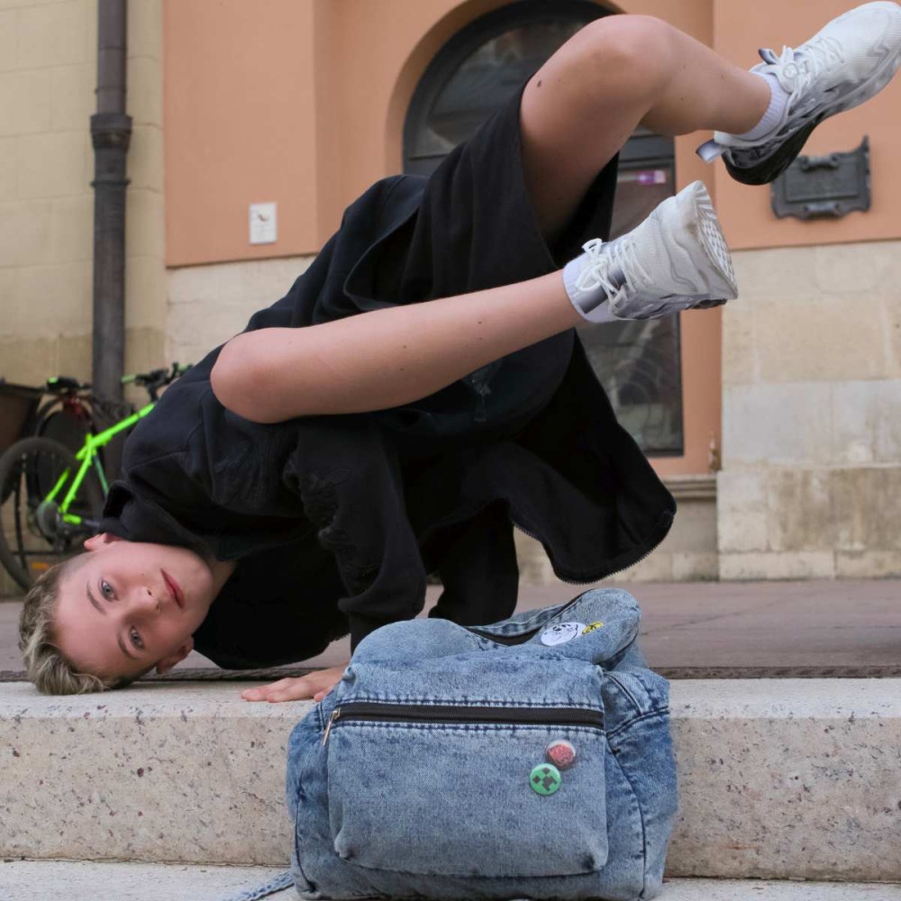 Jeansowy Marmurkowy Plecak męski Old Skool z przypinkami Black Sheep ST5 