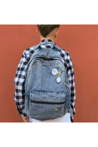 Jeansowy Marmurkowy Plecak męski Old Skool z przypinkami Black Sheep ST5 