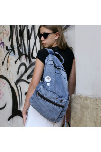 Błękitny jeans Marmurkowy Plecak Old Skool z przypinkami Black Sheep ST3 